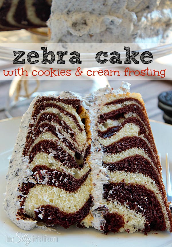 Zebra Cake with Cookies and Cream Frosting