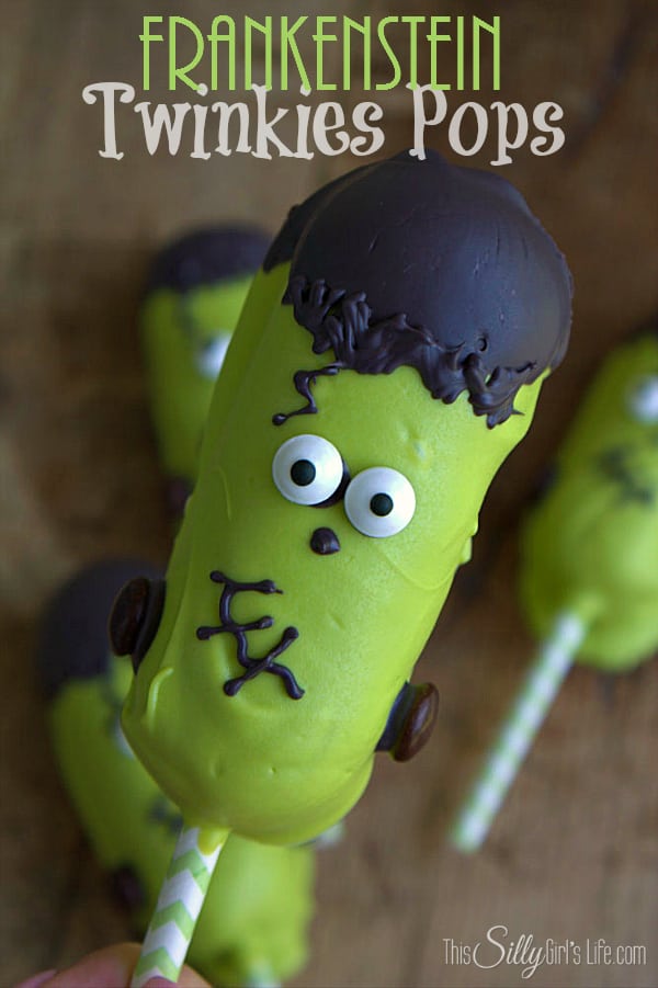 A classic favorite, Twinkies are given a #Halloween makeover with these Frankenstein Twinkies Pops! A step by step tutorial - http://www.ThisSillyGirlsLife.com
