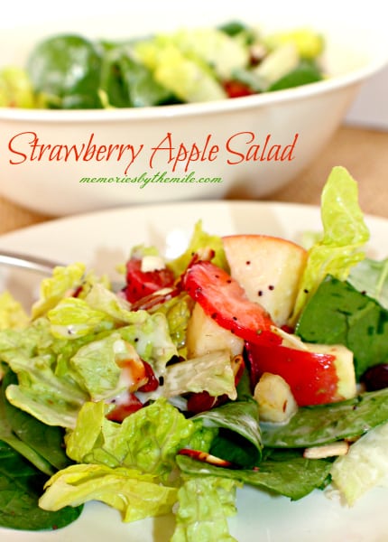 Strawberry Apple Salad by Memories by the miles shared at This Silly Girl's Kitchen