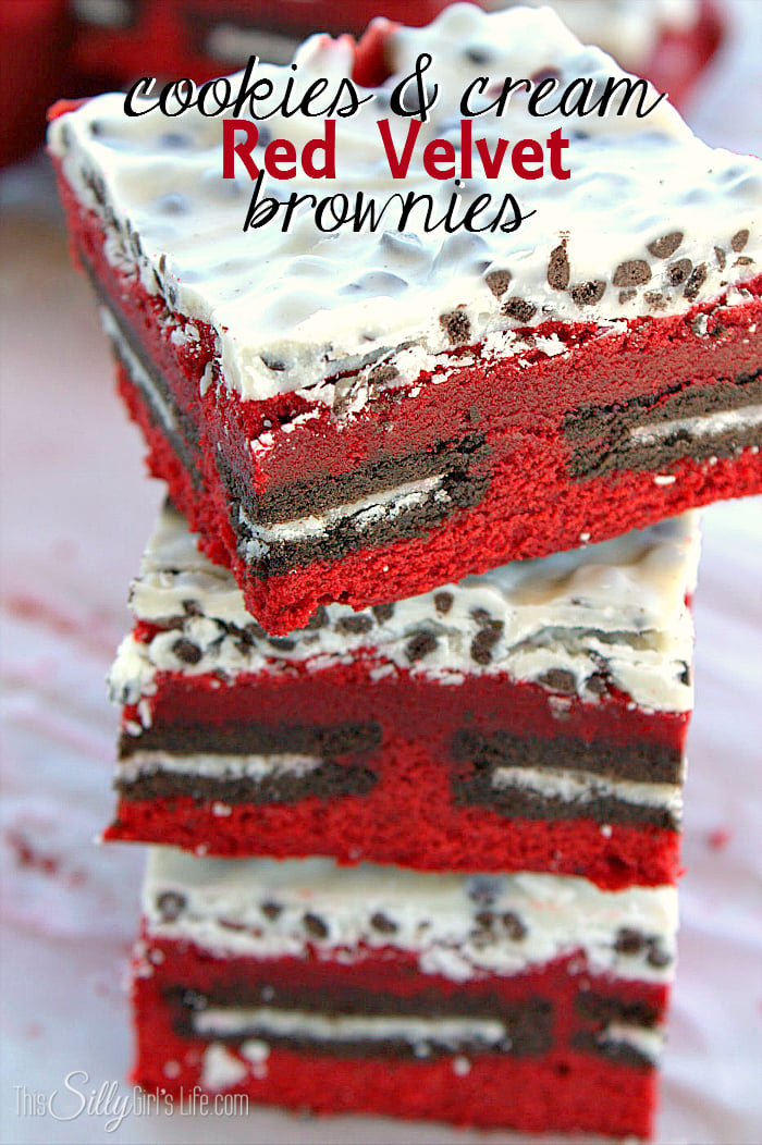 Cookies and Cream Red Velvet Brownies by This Silly Girl's Kitchen