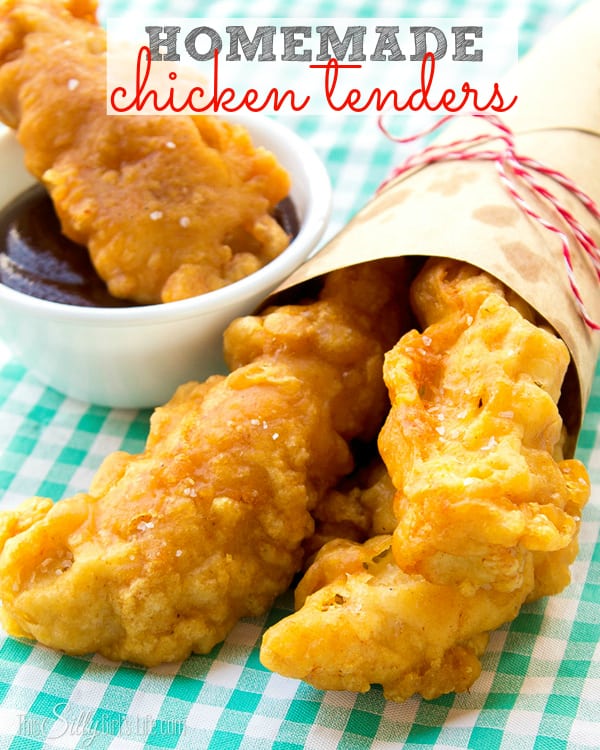 Homemade Chicken Tenders: Super crunchy outside and moist, tender chicken inside, serve with your favorite dipping sauce or by themselves... they're that good!