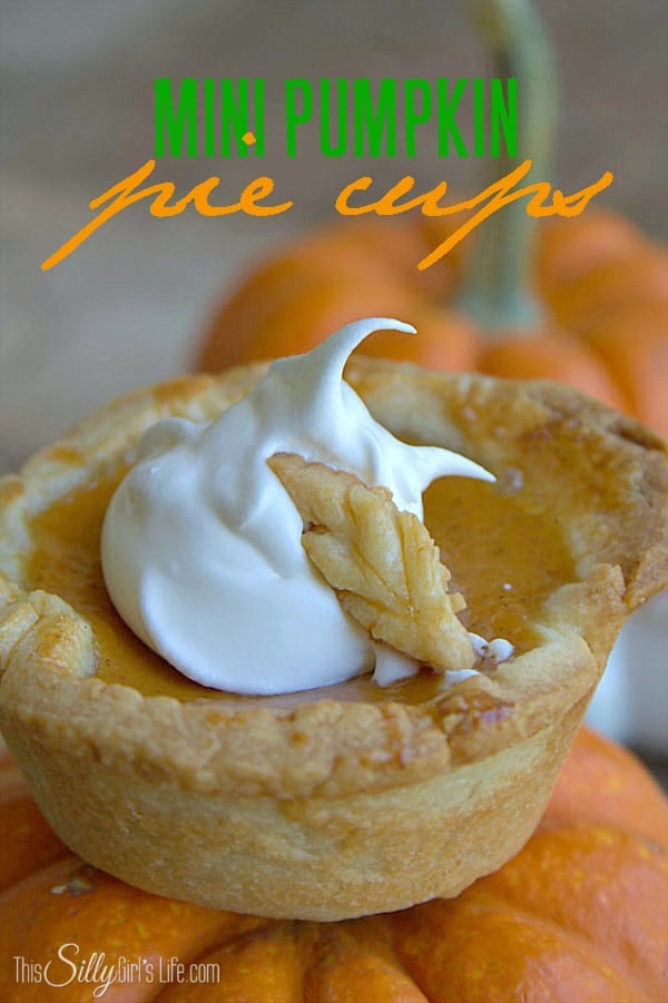 Mini Pumpkin Pie Cups, classic individual pumpkin pies perfect for gatherings or a fun fall treat! - ThisSillyGirlsLife.com